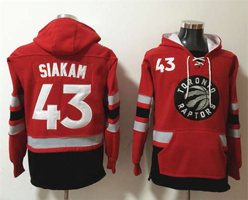 Toronto Raptors #43 Pascal Siakam Red Lace-Up Pullover Hoodie